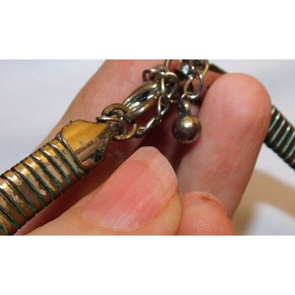 Modern Futuristic Springy Silver Tone Collar Necklace - Picture 3 of 5